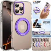 For iPhone 16 15 14 13 12 Pro Max MagSafe Magnet Case Rotating Ring Stand Cover
