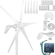 YHOZHUT 100W / 200W / 300W Wind Turbines 12V / 24V 5 Blades Home Wind Turbines Generator with Controller, 3 Phase AC Permanent Magnet Generator Auto Adjust Windward Direction for Home Farm,100w,24V