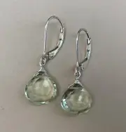 New Sterling Silver Natural genuine prasiolite Sundance charm earrings