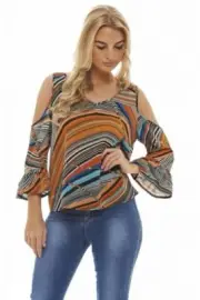 AX Paris MULTI COLOURED STRIPED CHIFFON TOP UK 18 LN111 UU 02