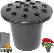 Cemetery Vases, 5.1inch 16 Slots Flower Holder for Graves, Memorial Pots and Decorations