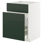 METOD / MAXIMERA base cab f sink+3 fronts/2 drawers, white/Havstorp deep green, 60x60x80 cm