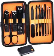 HANTEKAS Manicure Set Professional Nail Clipper Kit-12 Pieces Stainless Steel Manicure Kit, Women Men Grooming kit Nail Care Tools with Luxurious Travel Case