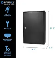 BARSKA 200 Heavy Duty Key Hook Wall Mount Safe w/ Key Lock in Black, AX11824