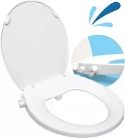 GenieBidet Toilet Seat Bidet - Round Bidet Toilet Seat with Adjustable Self-C...