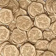 UNIQOOO Wax Seal Stickers - Olive Branch Wedding Invitation Envelope Seal Stickers, 50 Pcs Self- Adhesive Prosecco Metallic Light Gold Stickers, Perfect for Invitation, Christmas, Gift Wrapping