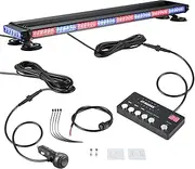 AT-HAIHAN Strong Magnetic 108 LED Red Blue Emergency Strobe Beacon Light Bar for Police Car Law Enforcement Vehicles POV, Rooftop Double Side Safety Flashing Lights with Controller