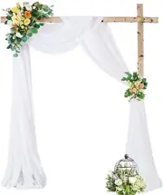 PARTISKY Wedding Arch Draping Fabric, 1 Panel 28" x 19Ft White Wedding Arch D...