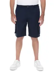 Herringbone Cargo Shorts Navy - Elastic Waist