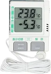 DE-1 Electronic Thermometer for Farming, Catching Temperature from Inside and Outside Sensors, Digital Thermometer, Cord 3.9 ft (3 m)