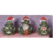 Ceramic Bisque U-Paint 3 Small Christmas Frogs with Santa Hats Ready to Paint