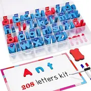VoSinrly Magnetic Letters 208Pcs with Magnetic Board and Storage Box - Uppercase Lowercase Foam Alphabet ABC Magnets for Fridge Refrigerator - Educational Toy Set for Classroom Kids Learning Spelling