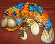 Beautiful Hand Crafted Metal Art Tie Dye Manatee By Koppes Kandles