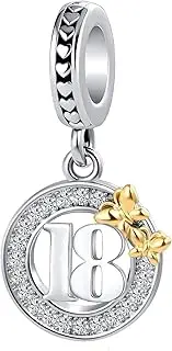 OutstandLong 16 18 21 40 50th Happy Birthday Charms for Pandora Bracelet Necklace Gold Plated Butterfly Dangle Bead