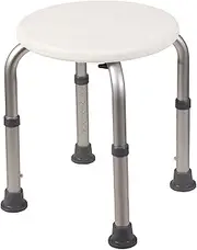 Healthline Trading Round Stool Bath Bench Adjustable Height, Lightweight Compact and Small Chair for Shower, with Non-Slip Seat, White