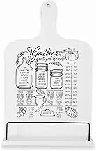 Cookbook Stand, Recipe Book Holder for Kitchen Counter, Farmhouse Cookbook Holder with Measurement Conversion Chart, Wood Cook Book Shelf, Kitchen Accessories for Cookbook Storage Organizer (White)