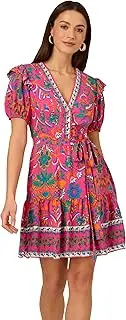 [Adrianna Papell] Women's Printed Short Flounce Dress