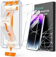 [2 Pack] ZUSLAB for iPhone 14 Plus / 13 Pro Max Screen Protector Tempered Glass with Easy Auto-Align Install Kit [Bubble Free] [Anti-Fingerprint] [Full Coverage] Case Friendly for Apple