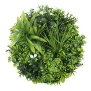 Flowering Modern White Artificial Green Wall Disc UV Resistant 75cm (Black Frame)