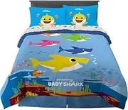 Franco Kids Bedding Super Soft Comforter and Sheet Set, 5 Piece Full Size, Baby Shark