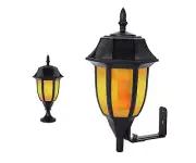 Techko Solar Wall Pillar LED Lantern Sconce Outdoor Dusk to Dawn Light Fixture