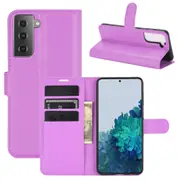 For Samsung Galaxy S21 Case Lychee Folio PU Leather Wallet Cover, Purple