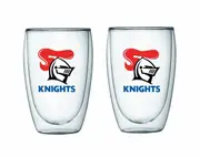NRL Double Wall Glass Set - Newcastle Knights - Set of Two - 350ml