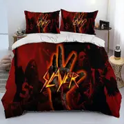 v2498 Bed Sheets Slayer Heavy Metal Band Music Comforter Bedding Set,Duvet Cover Bed Set Quilt Cover Pillowcase,king Queen Size Bedding Set Boys 3-Pie