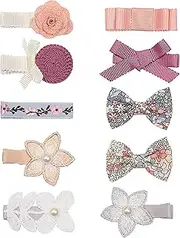 10Pcs Baby Girls Hair Clips Full Lined Alligator Clip Floral Bow Barrettes Handmade Hair Accessories for Newborn Infant Toddler Kids