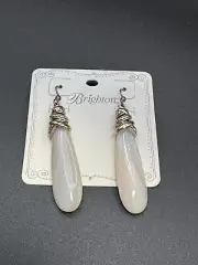 Brighton Neptune's Rings Pyramid Earrings- Agate stone- white -crystals