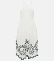 [Ulla Johnson] Ulla Johnson Beatrice linen and cotton midi dress AU 14 white