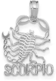 14K White Gold SCORPIO Pendant