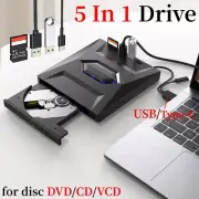 Portable Drive Writer USB External CD DVD Player For Laptops Mac Windows 11 10 9