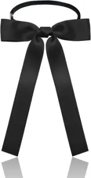 Western Bow Ties for Men Women, Black/Red Colonel Satin Ribbon String Black