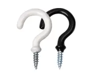 80X 38mm Cup Hooks PVC Coated Metal Screw In Ceiling Vinyl Ring Plant Jewelry Hanger Holder Indoor Outdoor White Black