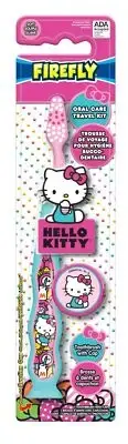 Firefly Hello Kitty Toothbrush w/Suction Cup Base & Cap - Oral Care Travel Kit