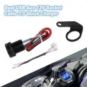 Dual USB Aux 12V Socket Cable 3.0 Quick Charger For Honda CB750 Hornet 750 23-24