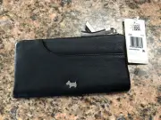 Radley London Black Leather Scottie Flapover Matinee Wallet NWT