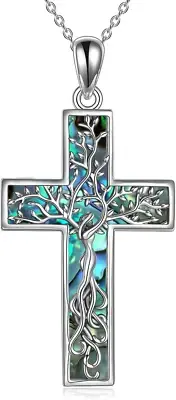 Tree of Life Necklace Sterling Silver Cross Tree of Life Pendant Necklace Mother