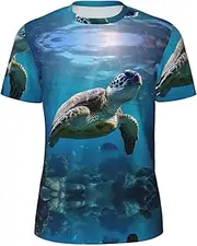 [DRTGEDS] Submarine Turtle Under The Sea Men's Mesh Short Sleeve Round Neck T Shirts Party Tops for Beach Gatherings