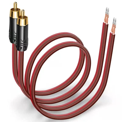 RCA to Bare Wire Speaker Cable 14AWG OFC for Direct Connect Speakers RCA to B...