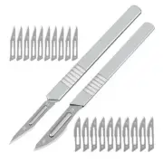 ~20pc Carbon Steel Scalpel-Blades+2pc Handle DIY-Cutting PCB Repair Hand Tools~