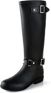 [RIUETAR] Rain Boots for Women, Waterproof Anti-Slip Knee High Rainboots, Fashion Chelsea Tall Womens Rain Boots with Comfy Insoles, Lightweight Mid Heel Lug Sole Rubber Booties for Outdoor