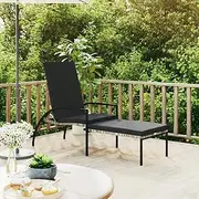 Sun Lounger, Outdoor Sun Lounge Patio Chaise Lounge Reclining Chair Recliner Chair Sun Lounger with Footrest PE Rattan Grey