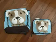 New with Tags Gymboree Boys Blue Toddler Plush Puppy Backpack and Lunchbox
