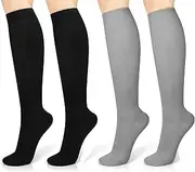Compression Socks 15-20 mmHg for Men & Women, Compression Stocking Best Support for Running, Swelling, Nurse, Flight, Nurses,Edema 4 Pairs