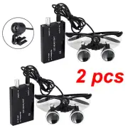 2 Set Dental Surgical Magnifier Binocular Loupes 3.5X-R with LED Head Light Lamp