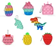 Pop It Push Bubble Fidget Bag Keyring - Fun Shapes & Colours. AU Seller