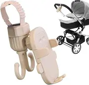 Stroller Phone Mount | Baby Stroller Bag Hooks - 2-in-1 Smartphone Stand Cradle, Bag Hook for Grocery Carts