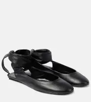 [The Attico] The Attico Cloe leather slingback flats AU 11 black